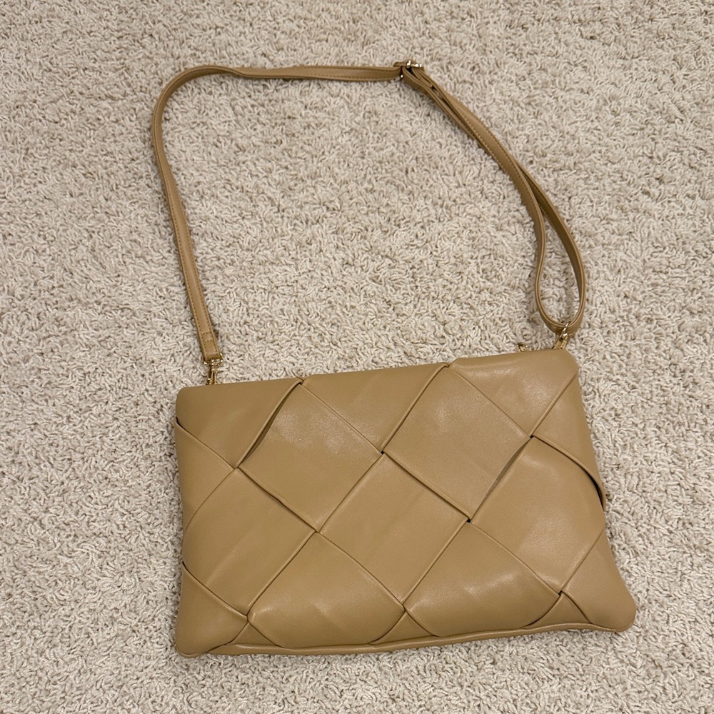 Anthropologie Woven Tan Crossbody Bag